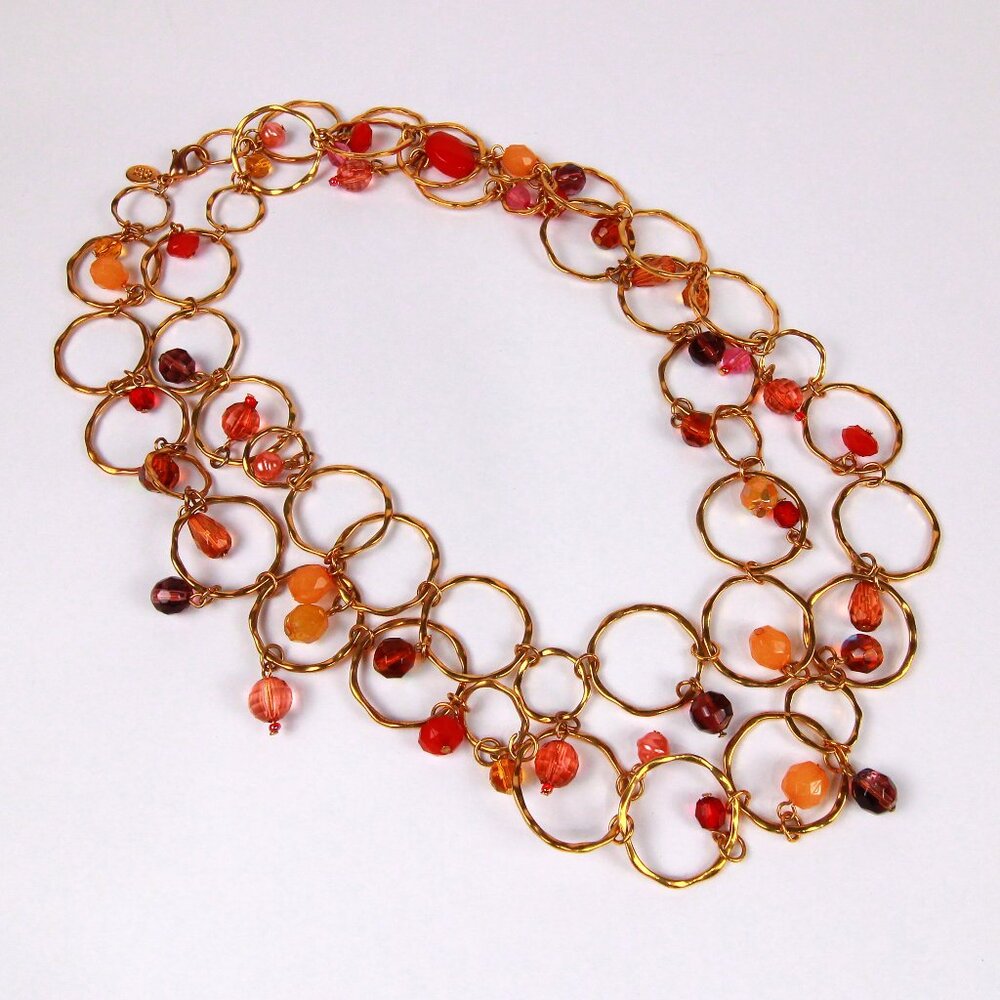 Vintage Joan Rivers Gold Tone Circles and Beaded Necklace